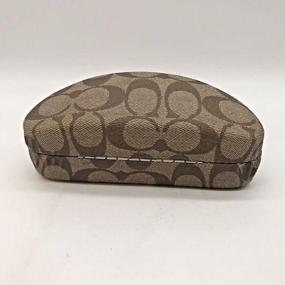 Coach Signature C Monogram Tan Brown Hard Clamshell Eyeglass Storage Flip Case - Picture 9 of 9